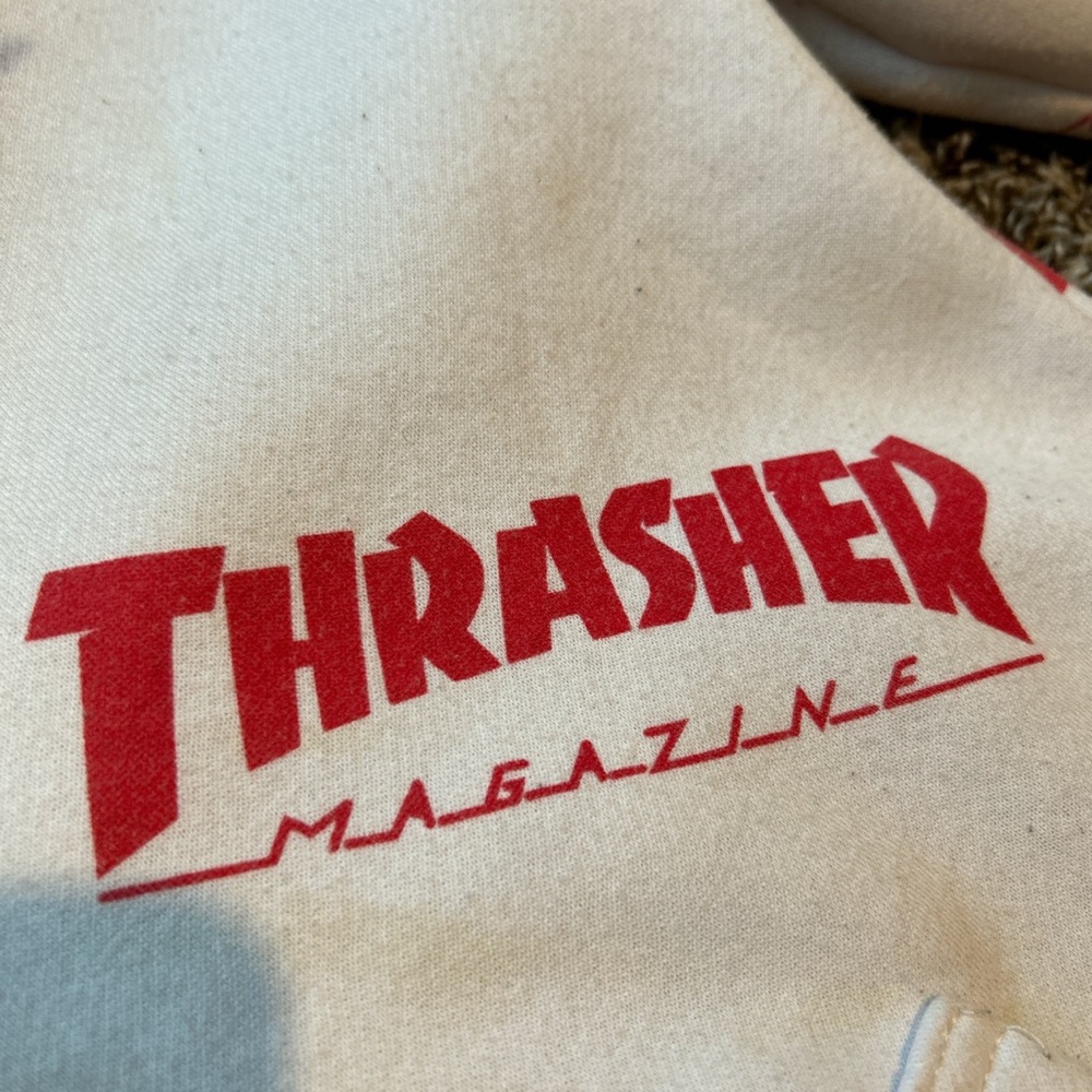White Thrasher Hoodie With Red Text - Picture 3 of 5